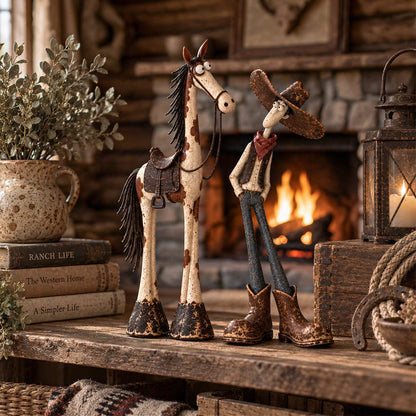 🤠🐴 Whimsical Cowboy & Horse Figurine Set – A Charming Touch of Western Humor!