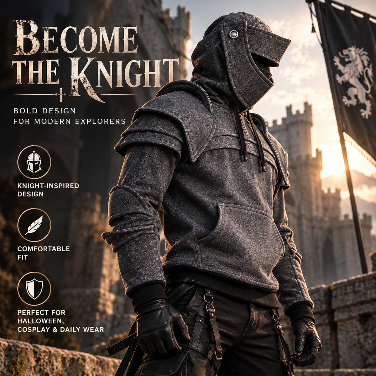 ⚔️ Become the Knight™ – Armor-Inspired Hoodie for Everyday Style