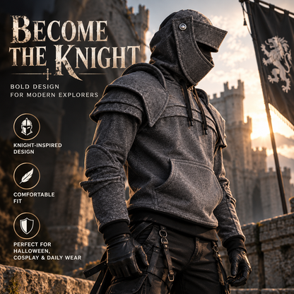 ⚔️ Medieval Knight Armor Hoodie – 2-in-1 Cosplay & Streetwear Pullover 🛡️
