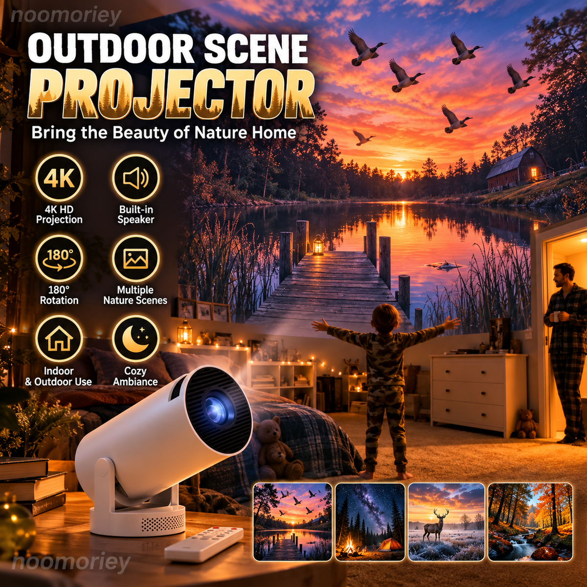🏕️ Wildscape™ Nature Projector – Transform Any Room Into A Magical Outdoor Escape