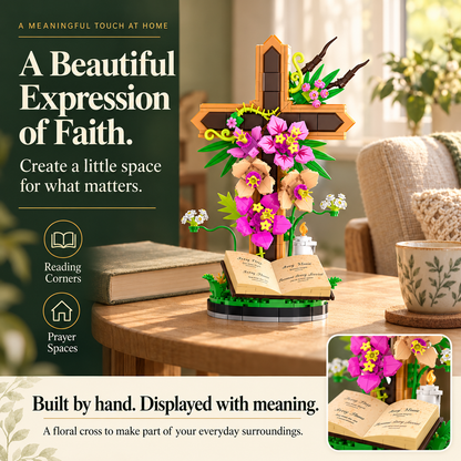 🔥LAST DAY 49% OFF -✝️ 363-Piece Floral Cross Building Set – A Meaningful Gift to Build & Display