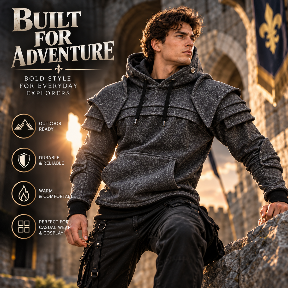 ⚔️ Become the Knight™ – Armor-Inspired Hoodie for Everyday Style