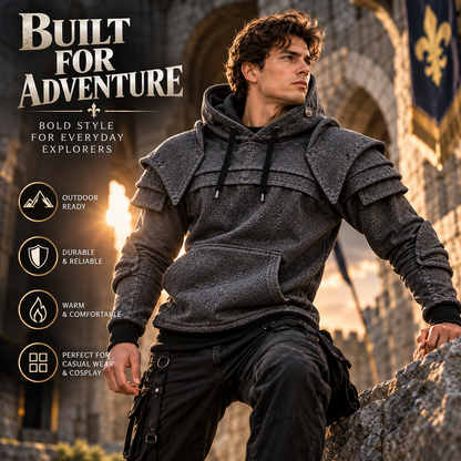⚔️ Medieval Knight Armor Hoodie – 2-in-1 Cosplay & Streetwear Pullover 🛡️
