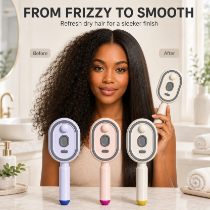 💆 3-in-1 Scalp Spray Massage Comb – Fine Mist Hair Brush with Red Light & Easy-Clean Design