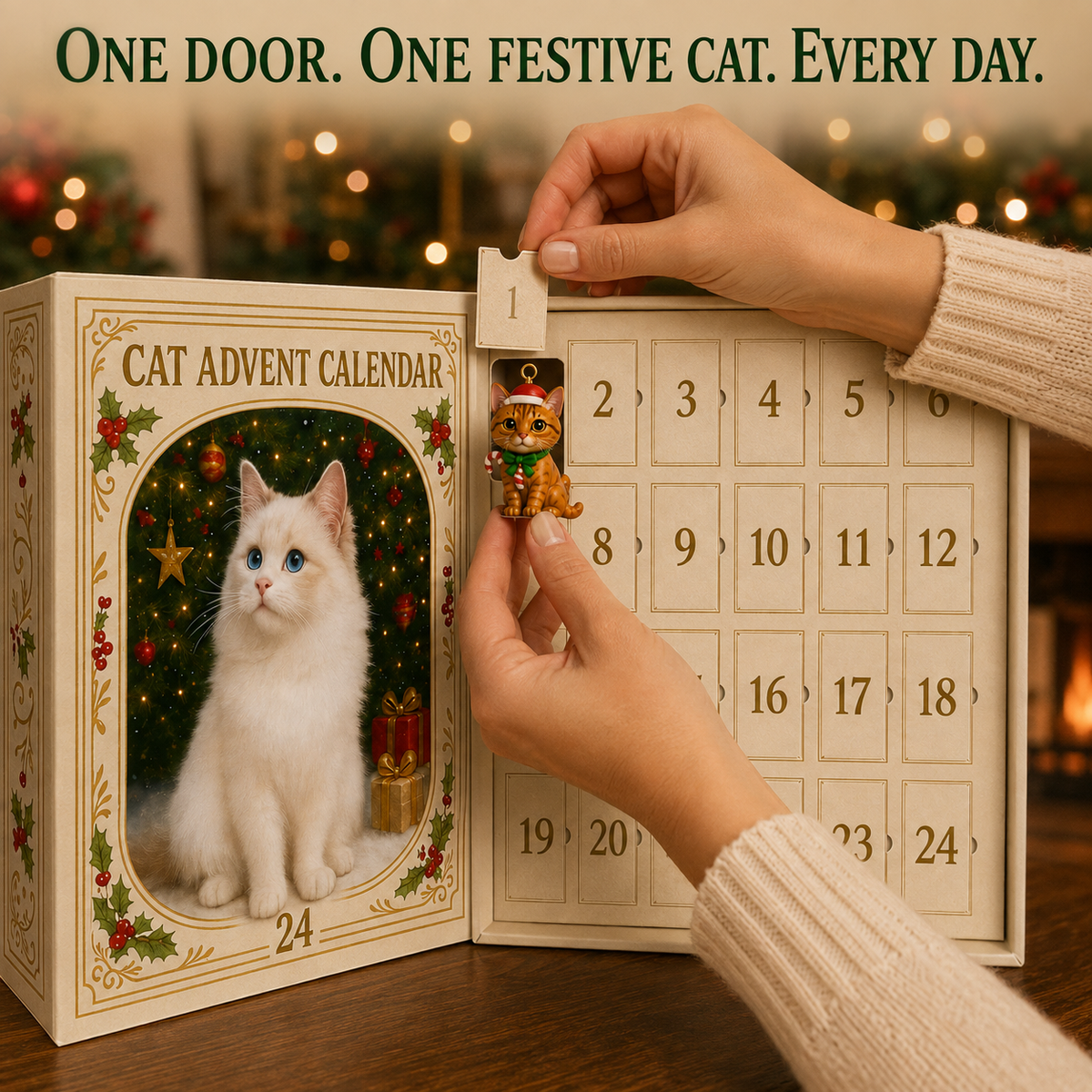 🎁Christmas Sale 49% OFF🐱2026 Cat Advent Calendar – 24 Days of Unique Christmas Cat Ornaments 🎄