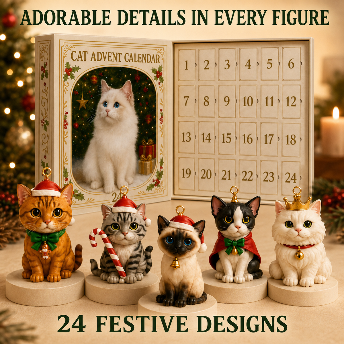 🎁Christmas Sale 49% OFF🐱2026 Cat Advent Calendar – 24 Days of Unique Christmas Cat Ornaments 🎄