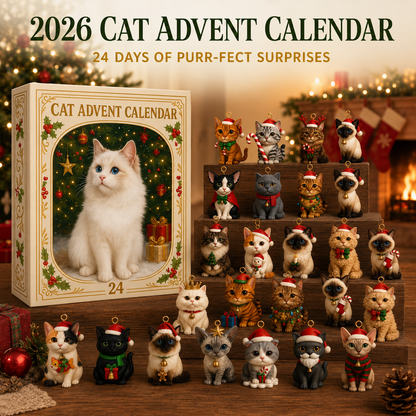 🎁Christmas Sale 49% OFF🐱2026 Cat Advent Calendar – 24 Days of Unique Christmas Cat Ornaments 🎄