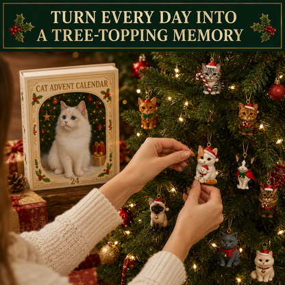 🎁Christmas Sale 49% OFF🐱2026 Cat Advent Calendar – 24 Days of Unique Christmas Cat Ornaments 🎄