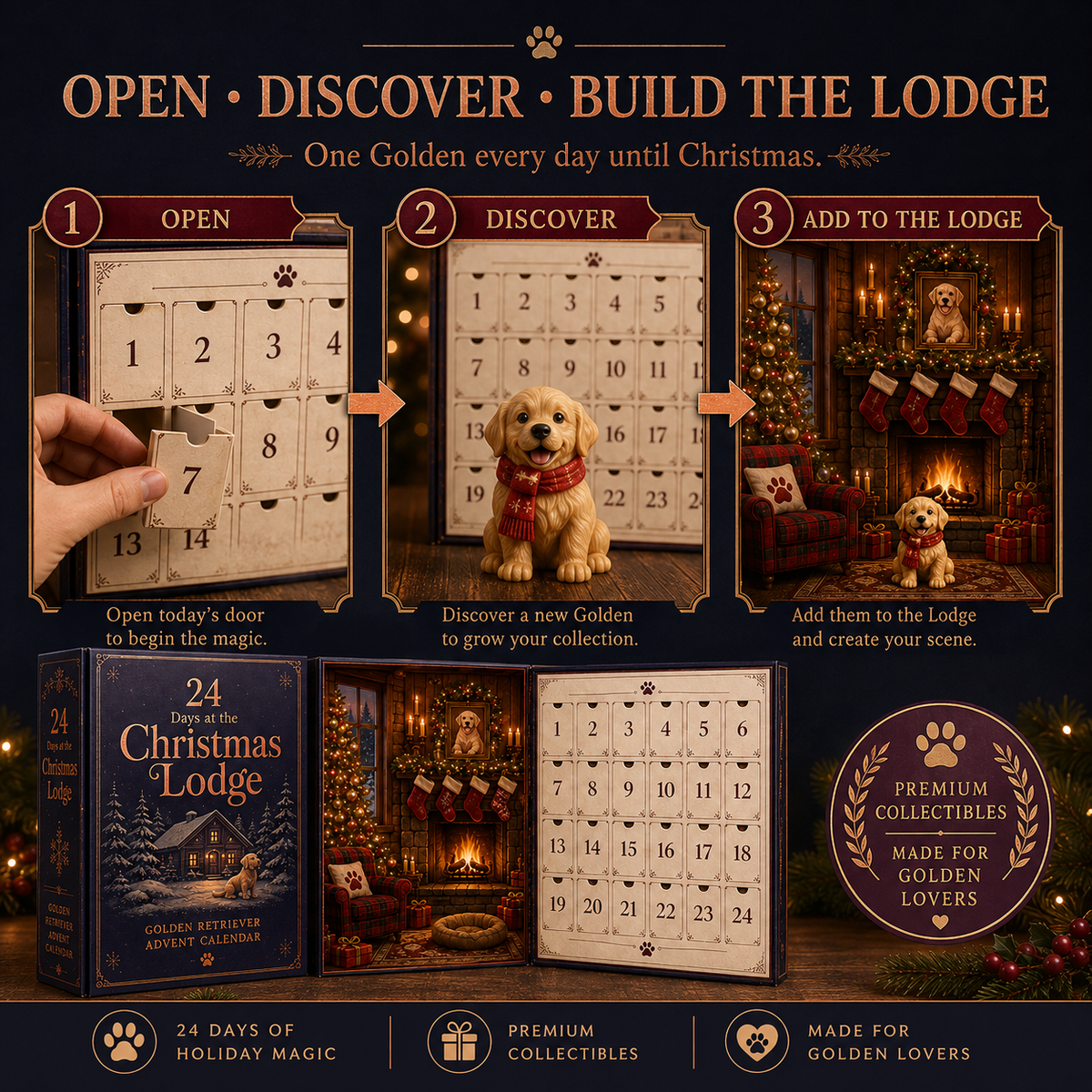 ⏰Limited Stock 50% OFF - 🎄🐕 2026 Golden Retriever Advent Calendar – 24 Days of Golden Mischief