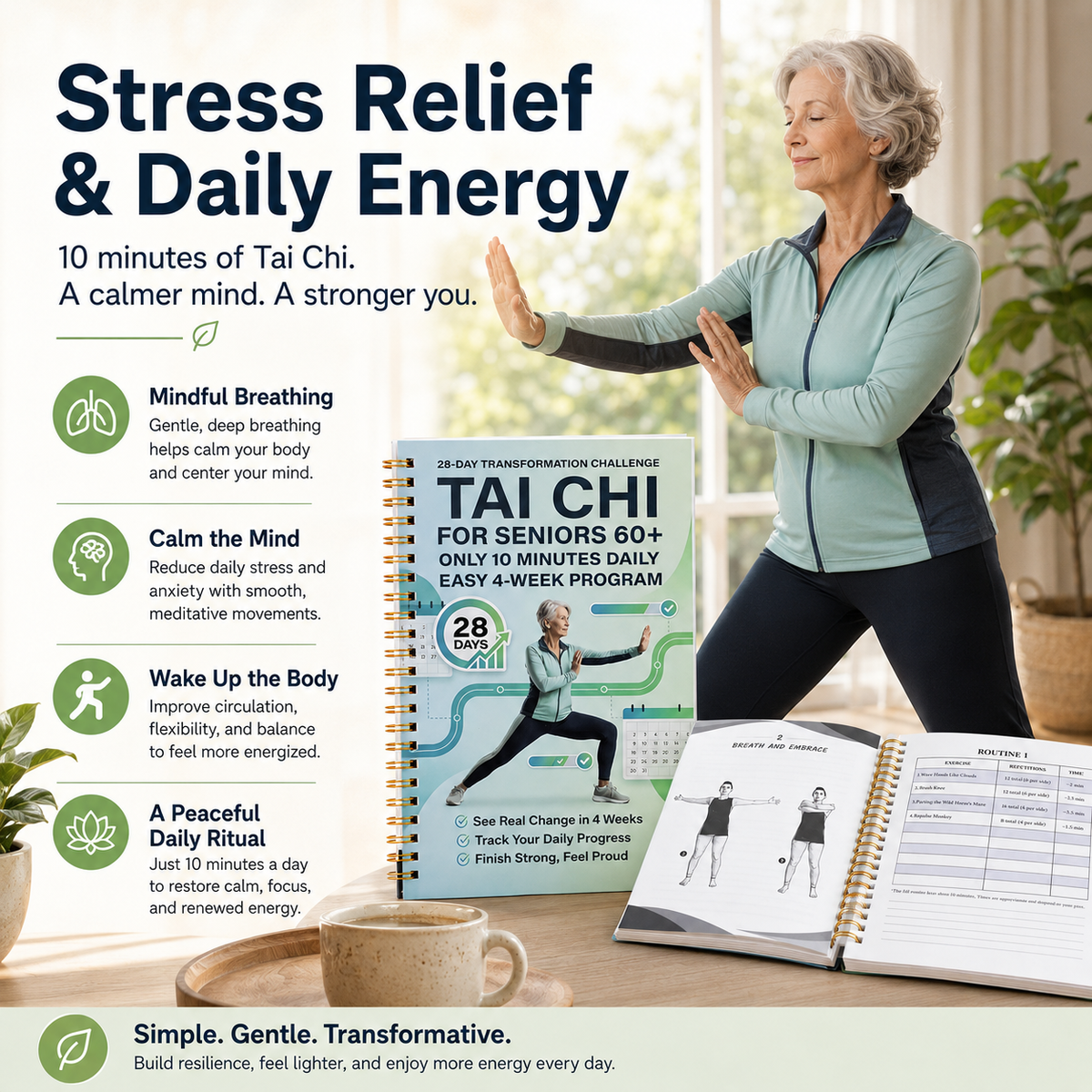 Tai Chi Walking for Seniors, Spiral Bound 28 Day Morning Plan