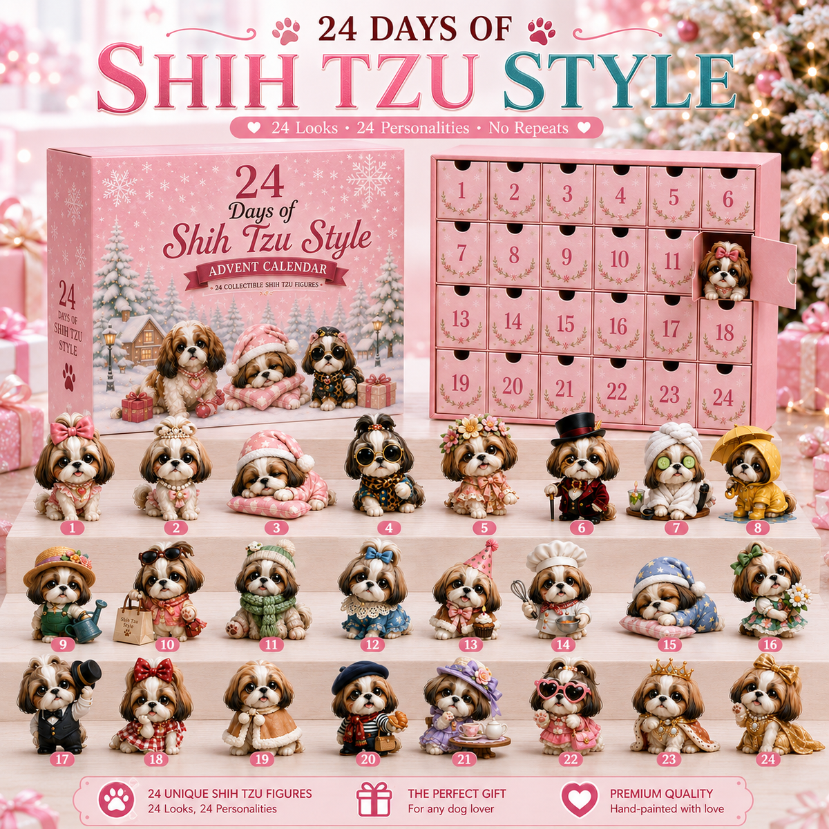 🎀NEW ARRIVAL - 🐾24 Days of Shih Tzu Style Advent Calendar – 24 Unique Shih Tzu Collectibles 🐾