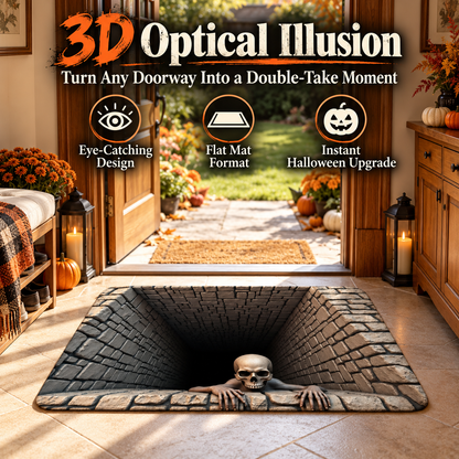 🏠3D Halloween Optical Illusion Door Mat – Spooky Non-Slip Entryway Rug