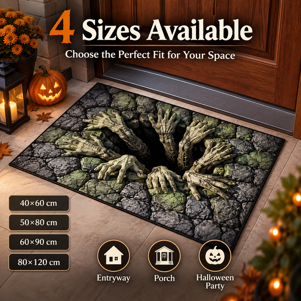 🏠3D Halloween Optical Illusion Door Mat – Spooky Non-Slip Entryway Rug