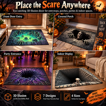 🏠3D Halloween Optical Illusion Door Mat – Spooky Non-Slip Entryway Rug