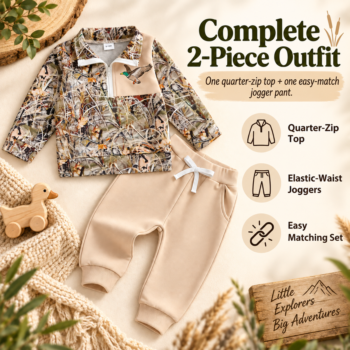 ✨Toddler Duck Camo Outfit Easy 2-Piece Style for Little Explorers