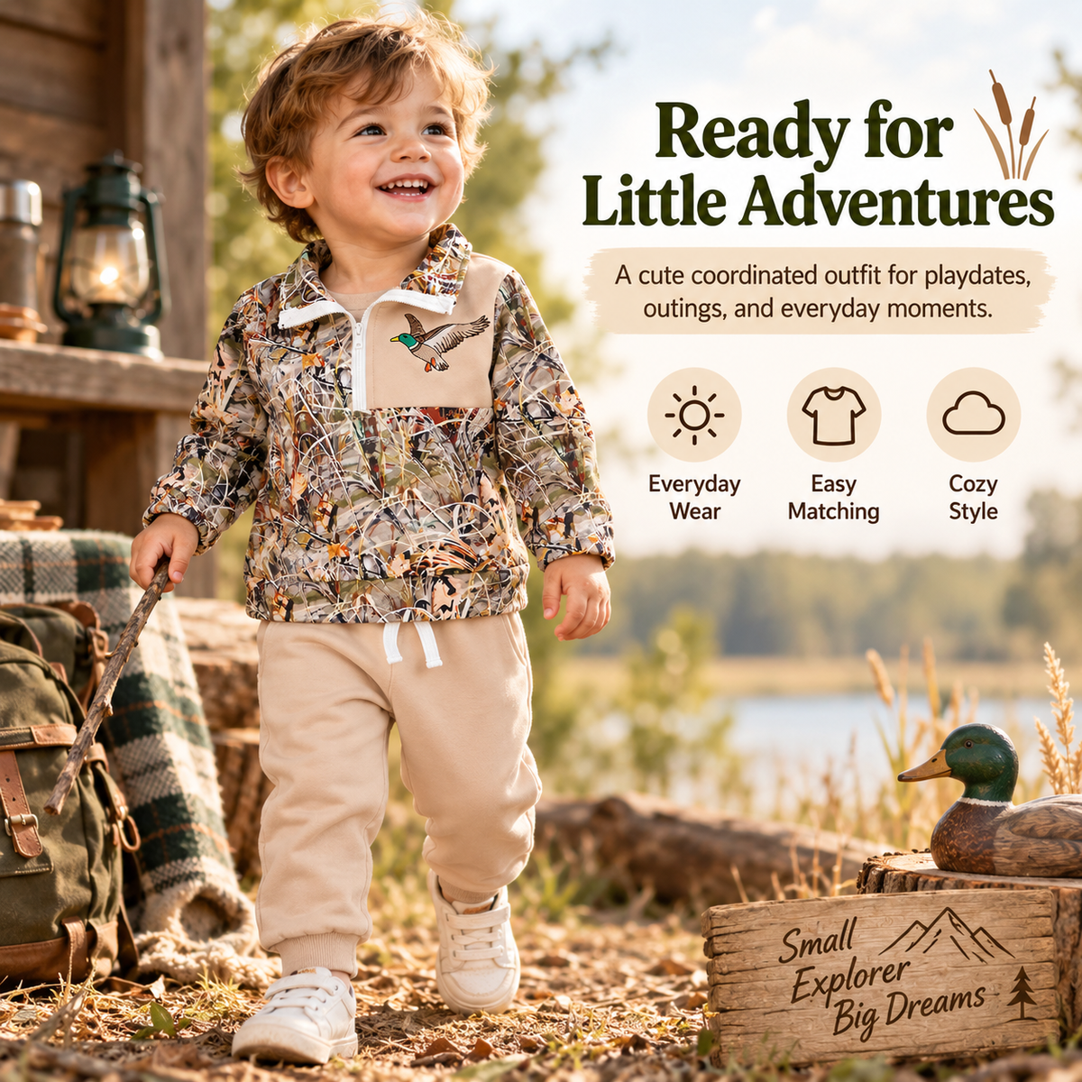 ✨Toddler Duck Camo Outfit Easy 2-Piece Style for Little Explorers