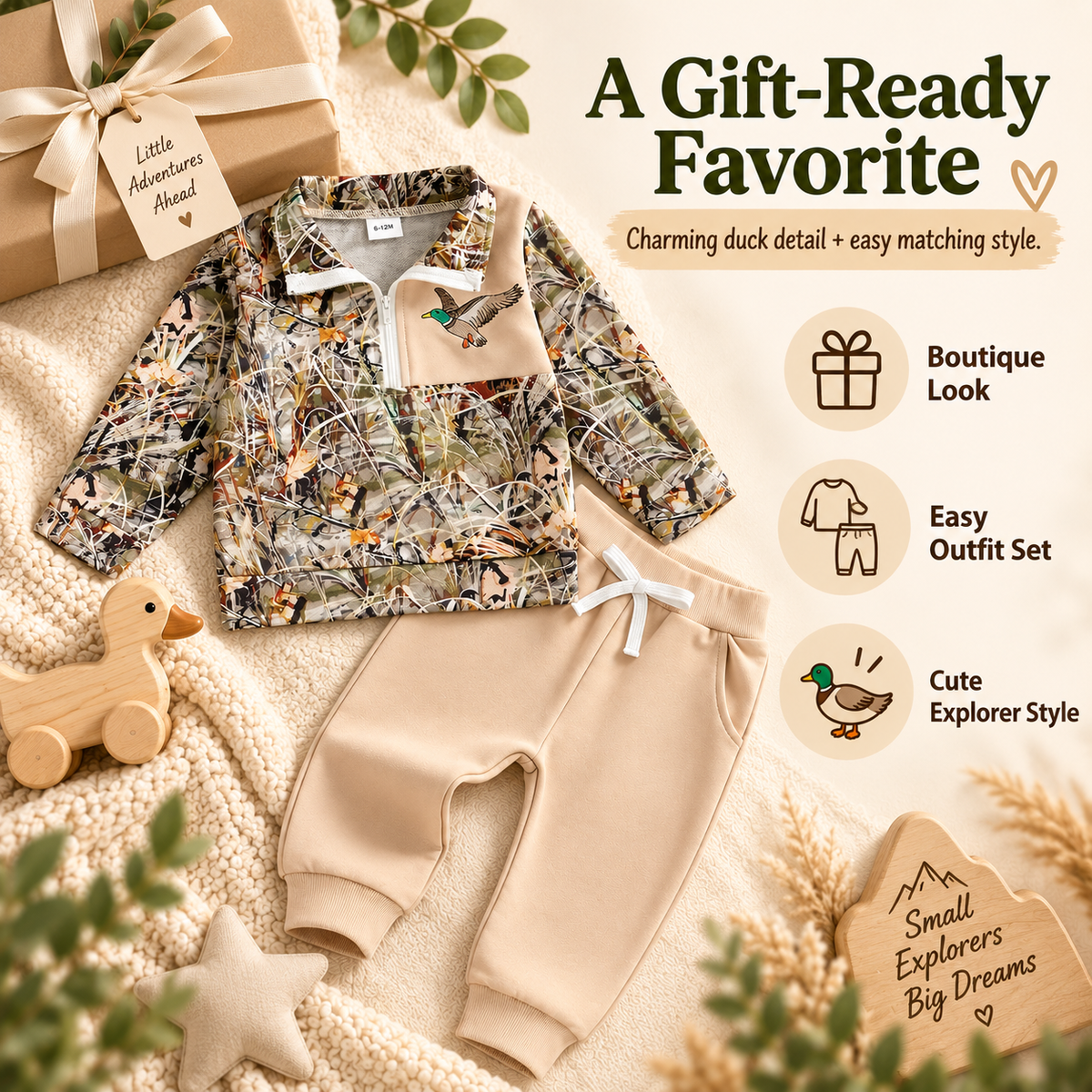 ✨Toddler Duck Camo Outfit Easy 2-Piece Style for Little Explorers