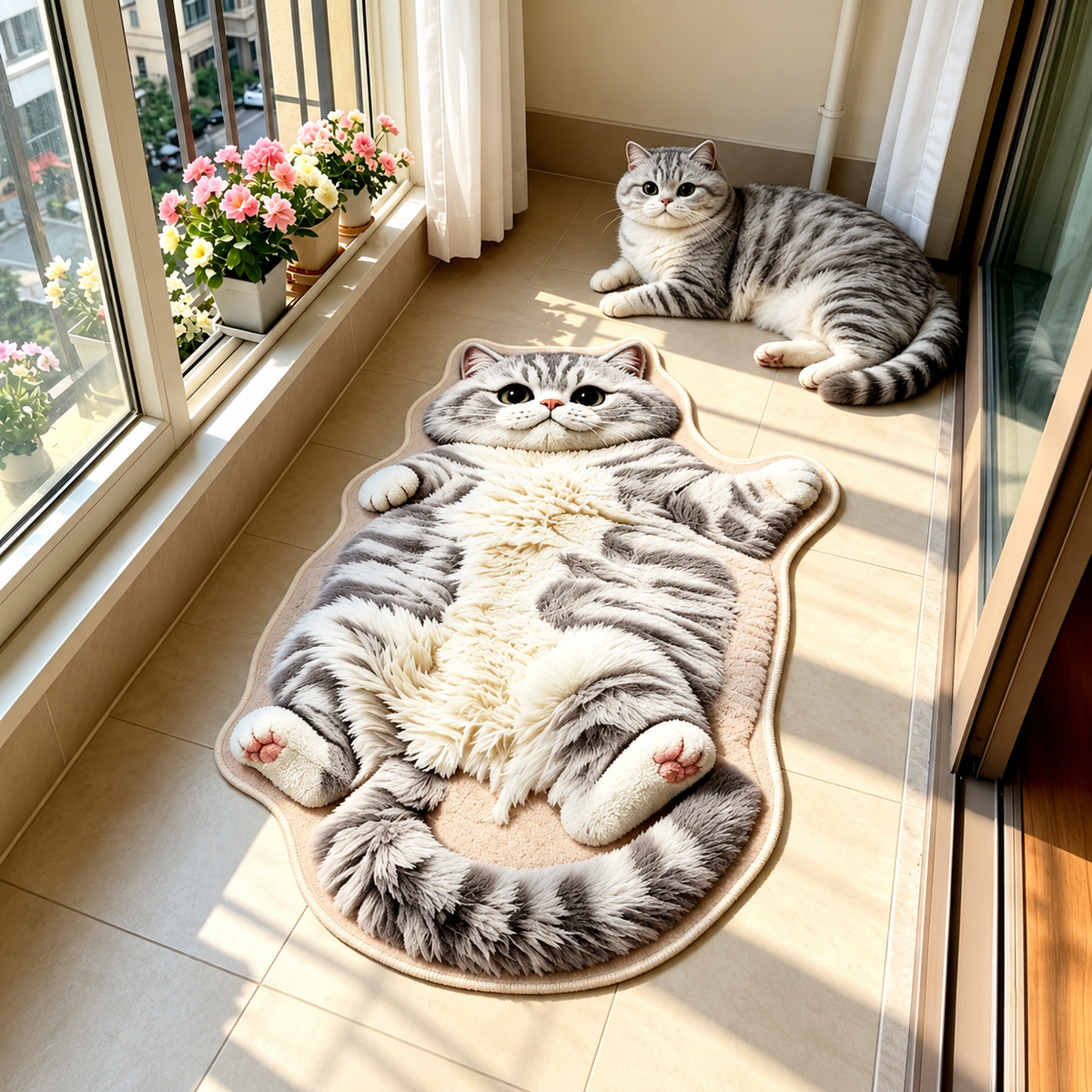 🐱Last Day 49% OFF🔥🔥🔥Chubby Tabby Cat Shaped Rug 🤎