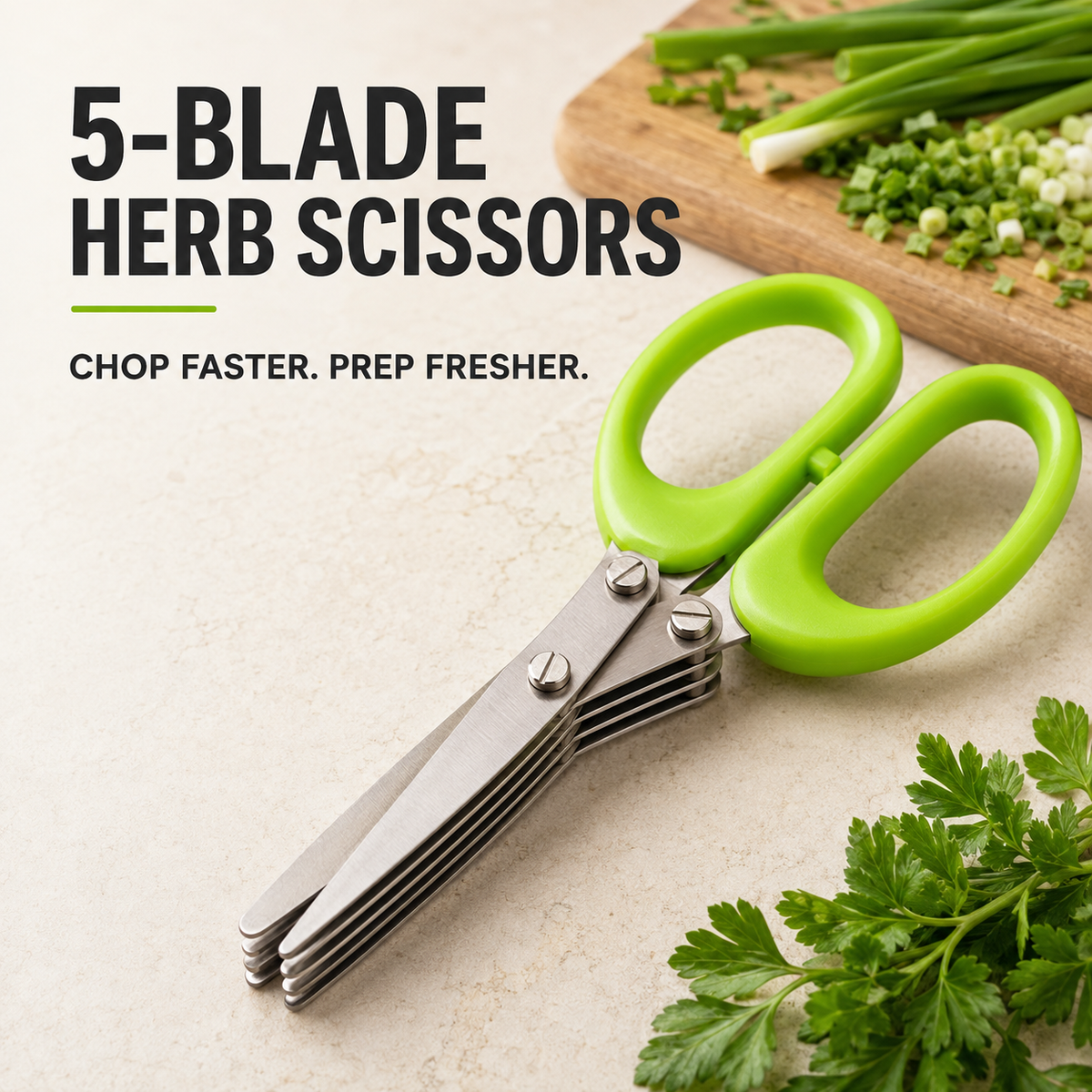 ✀Stainless Steel 5 Blades Scallion Cutter Scissors