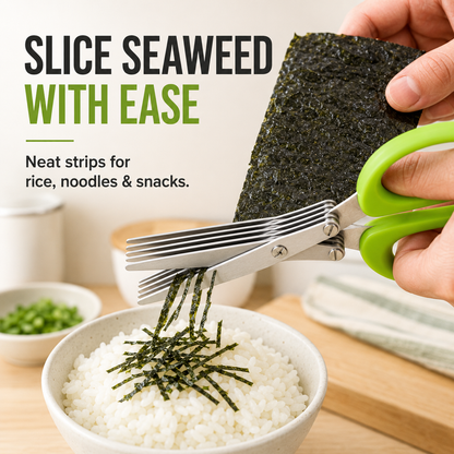 ✀Stainless Steel 5 Blades Scallion Cutter Scissors
