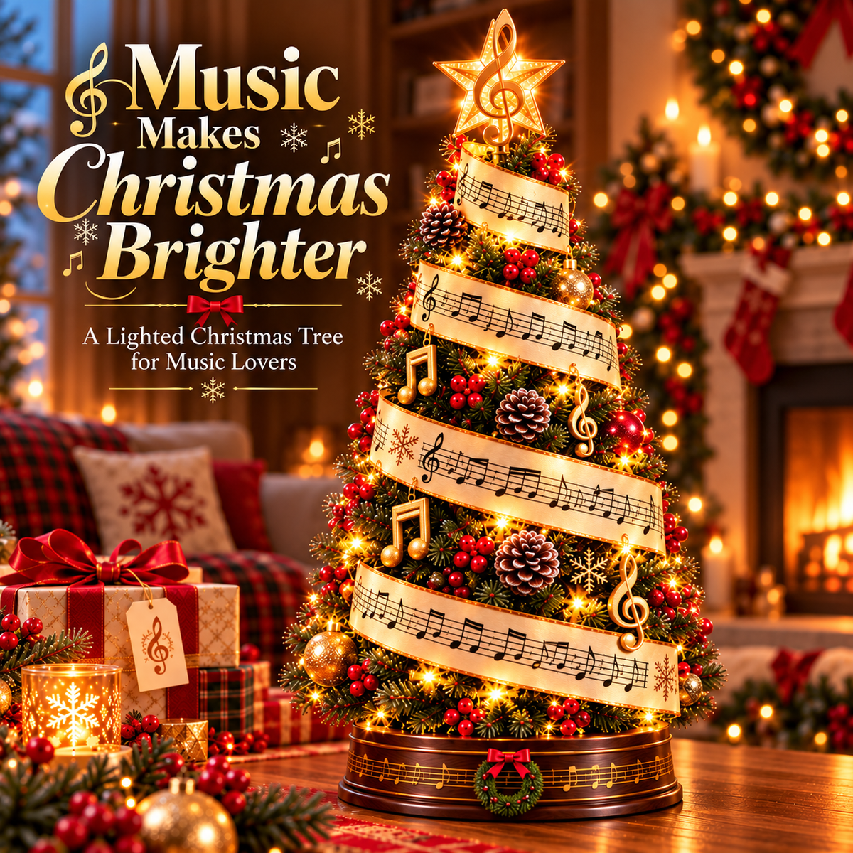 🎼🎄 Sheet Music Christmas Tree Light – Lighted Holiday Tree for Music Lovers
