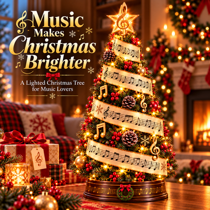 🎼🎄 Sheet Music Christmas Tree Light – Lighted Holiday Tree for Music Lovers