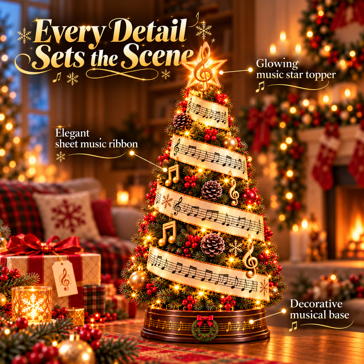 🎼🎄 Sheet Music Christmas Tree Light – Lighted Holiday Tree for Music Lovers