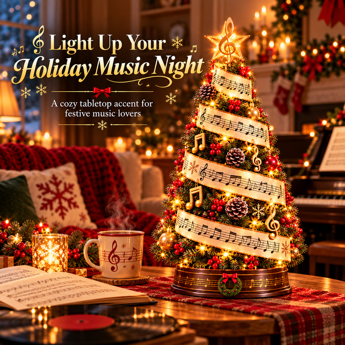 🎼🎄 Sheet Music Christmas Tree Light – Lighted Holiday Tree for Music Lovers
