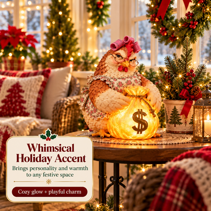 🎄✨ Lucky Fortune Chicken & Dragon LED Figurines – Glowing Money Bag Christmas Decor | Unique Holiday Gifts