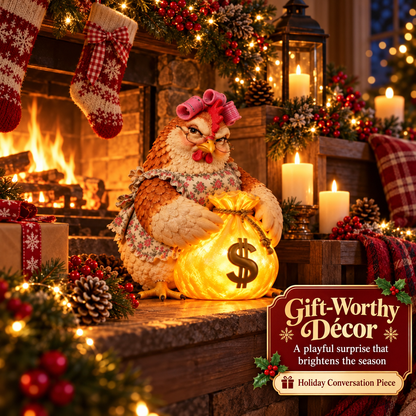🎄✨ Lucky Fortune Chicken & Dragon LED Figurines – Glowing Money Bag Christmas Decor | Unique Holiday Gifts
