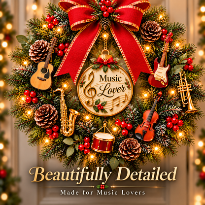 🔥 LAST DAY 49% OFF 🔥🎵 Music Lover Christmas Wreath™ – Lighted Musical Instrument Holiday Door Wreath