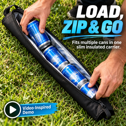 🍺 Slim Drink Cooler Sleeve – Long Portable Beverage Carrier for Golf, Camping & Outdoor Days