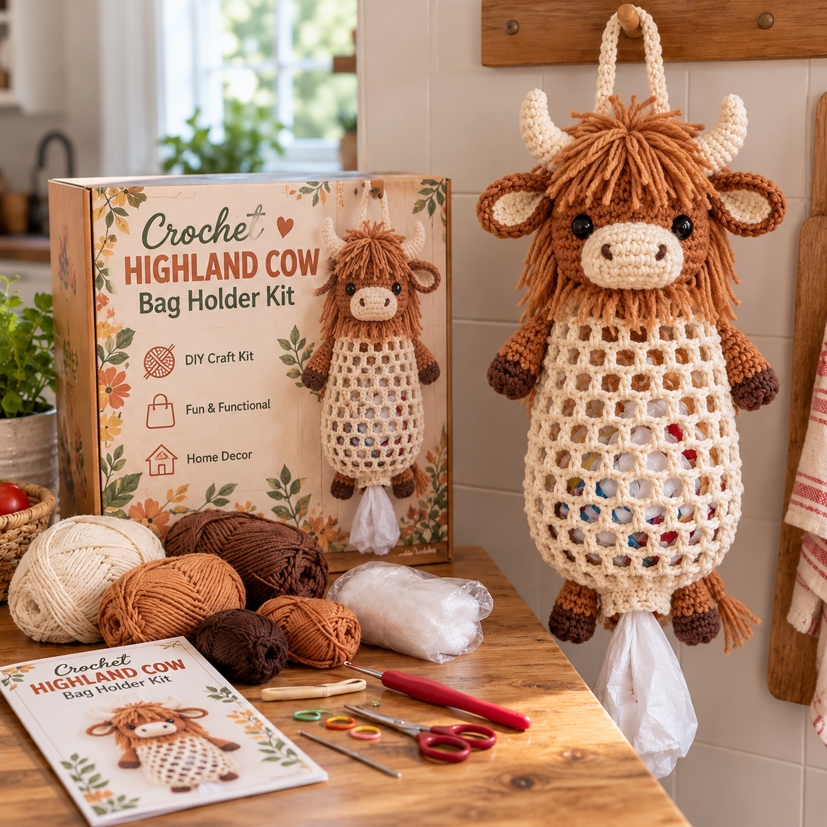 Cozy Critters™ – Cute Crochet Animal Bag Holder DIY Kit