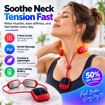 🔥Mini Necklace-Style Neck Massager with Heat – Dual-Pulse Pendant, 4 Modes, 9 Intensity Levels & 3 Heat Settings