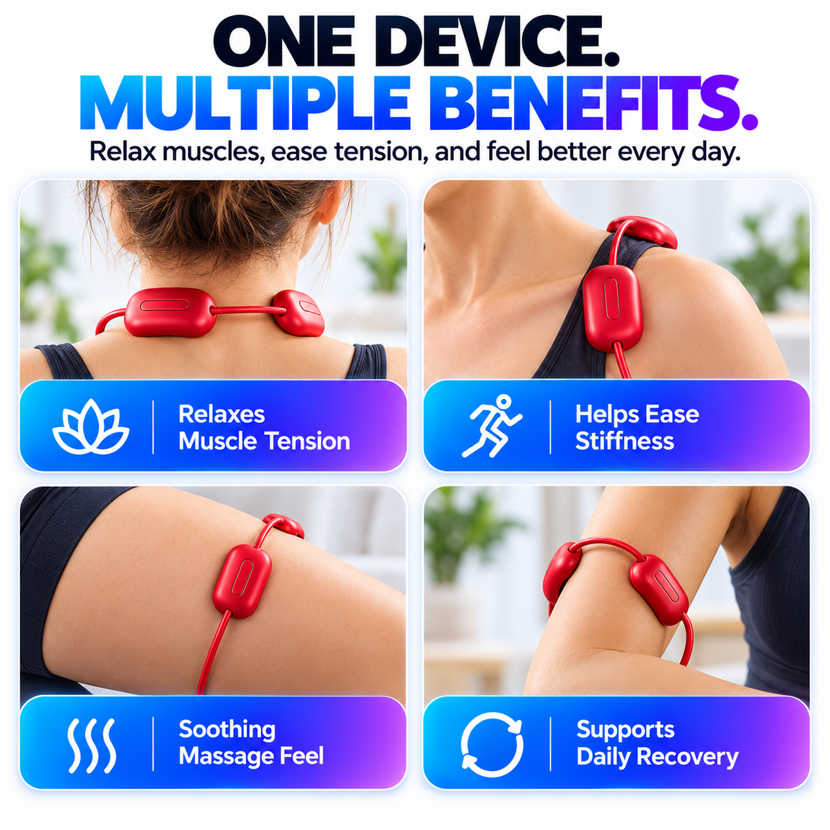 🔥Mini Necklace-Style Neck Massager with Heat – Dual-Pulse Pendant, 4 Modes, 9 Intensity Levels & 3 Heat Settings