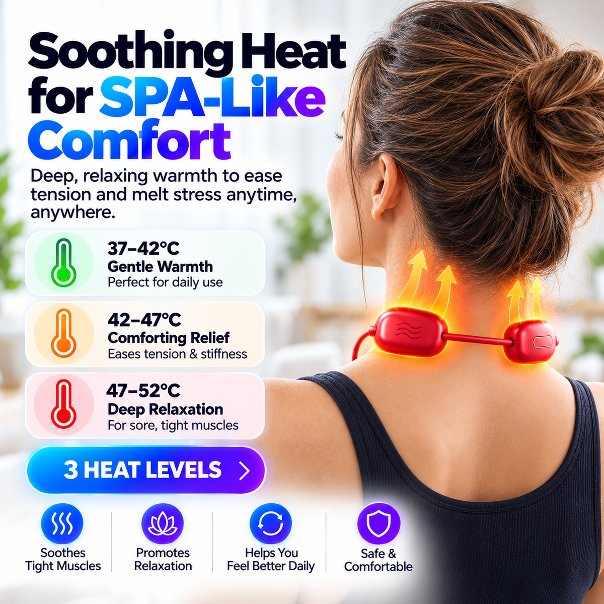 🔥Mini Necklace-Style Neck Massager with Heat – Dual-Pulse Pendant, 4 Modes, 9 Intensity Levels & 3 Heat Settings