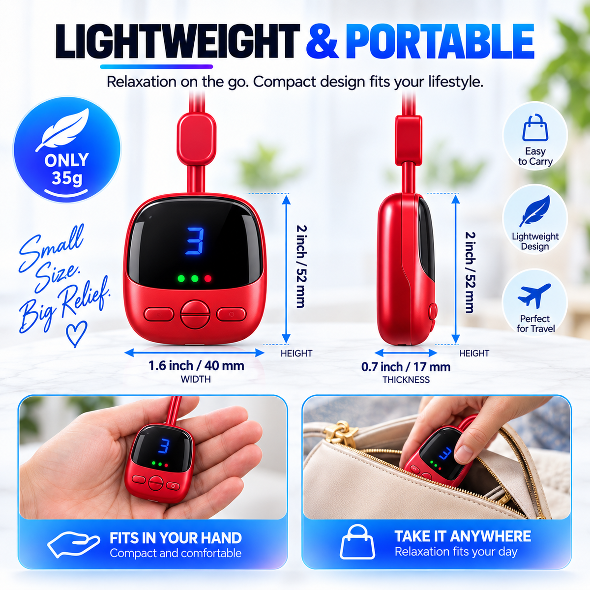 🔥Mini Necklace-Style Neck Massager with Heat – Dual-Pulse Pendant, 4 Modes, 9 Intensity Levels & 3 Heat Settings