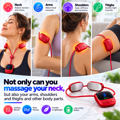 🔥Mini Necklace-Style Neck Massager with Heat – Dual-Pulse Pendant, 4 Modes, 9 Intensity Levels & 3 Heat Settings