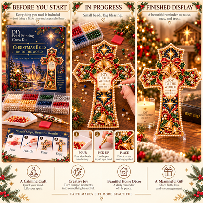 ✝️🎄 Christmas Scripture Pearl Painting Cross DIY Kit – A Handmade Keepsake of Faith & Love ❤️