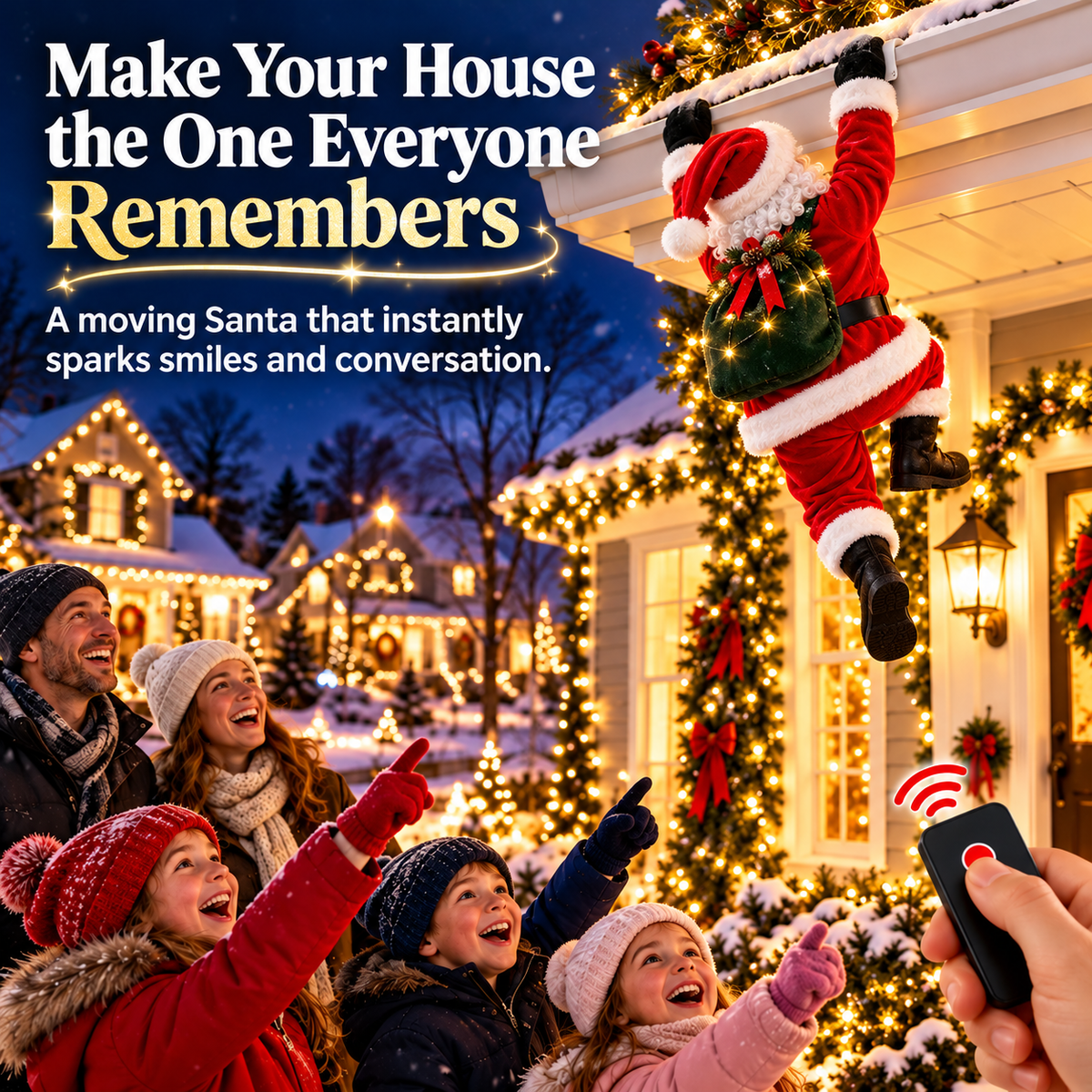 💥🎅💥 Remote-Controlled Climbing Santa™ – Animated Christmas Roof & Gutter Hanging Decoration | Watch Santa Try to Climb Your Roof!💥