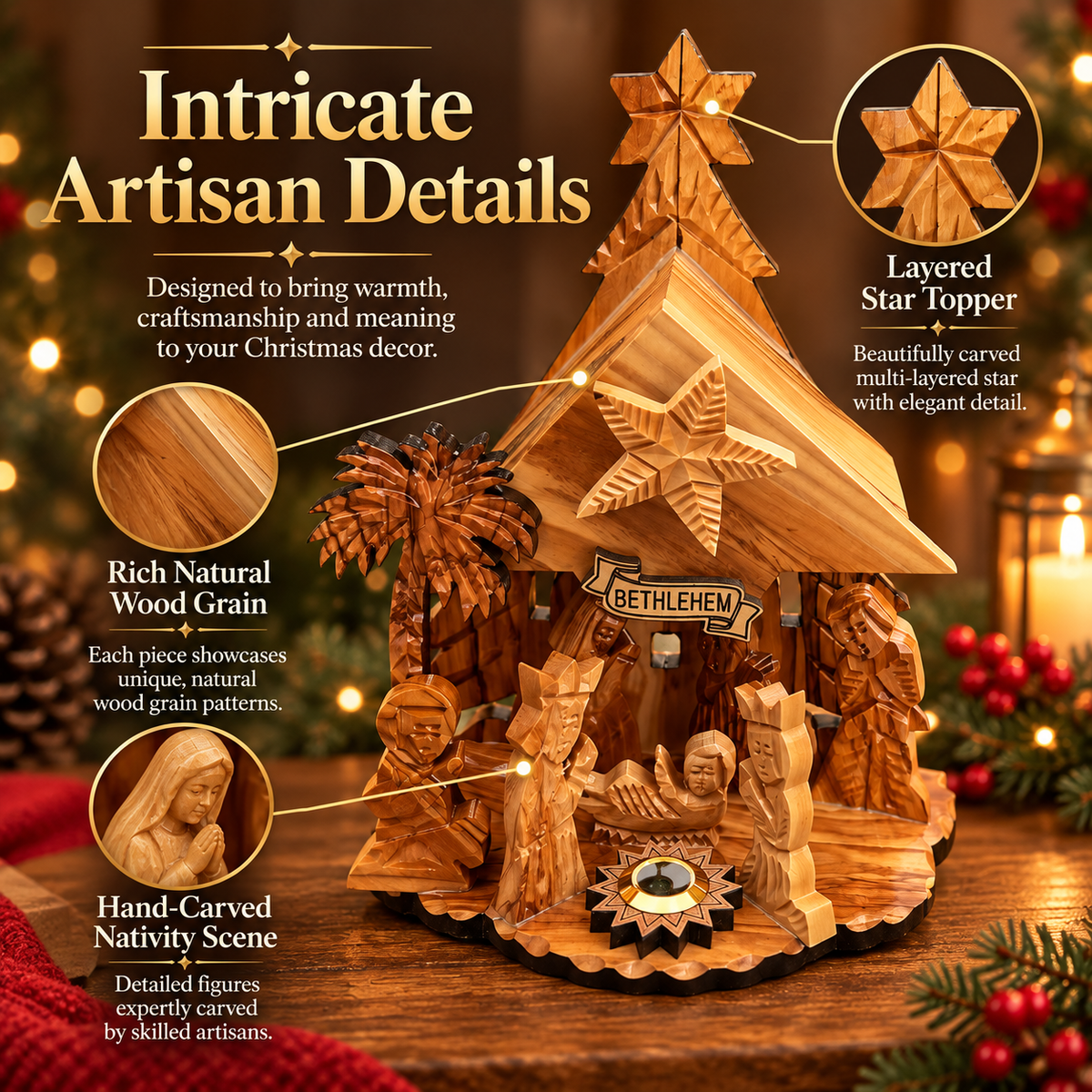 🔥Last Day 49% OFF🔥✝️ Holy Land Nativity Scene with Music Box