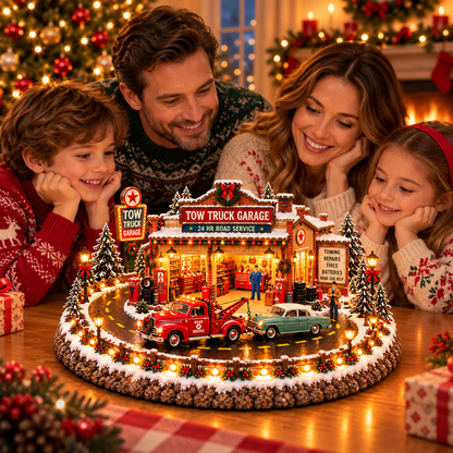 🚛🎄 Christmas Tow Truck Garage™ – Lighted Vintage Roadside Rescue Village