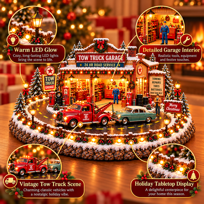 🚛🎄 Christmas Tow Truck Garage™ – Lighted Vintage Roadside Rescue Village