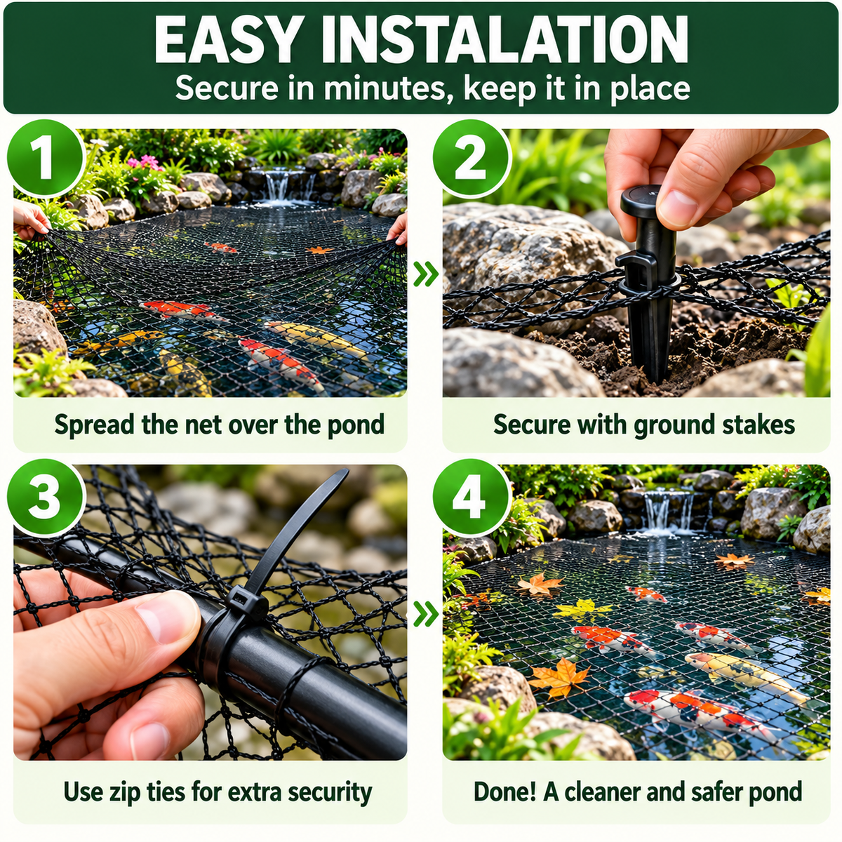 ✨Heavy-Duty Pond Netting Kit – Leaf & Predator Protection