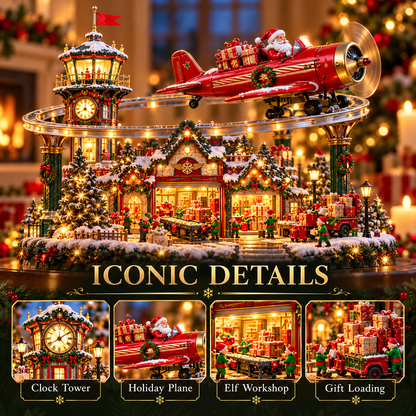 🎄 North Pole Air Mail Village™ – Lighted Christmas Airport with Santa Plane, Elf Workshop & Gift Depot