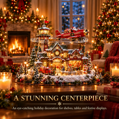 🎄 North Pole Air Mail Village™ – Lighted Christmas Airport with Santa Plane, Elf Workshop & Gift Depot