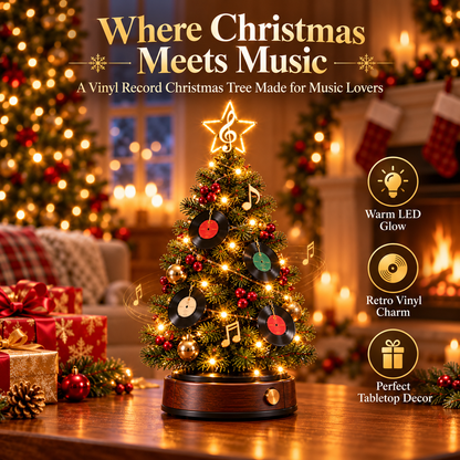 💿🎄 Vinyl Record Christmas Tree Light – Lighted Retro Holiday Tree for Music Lovers
