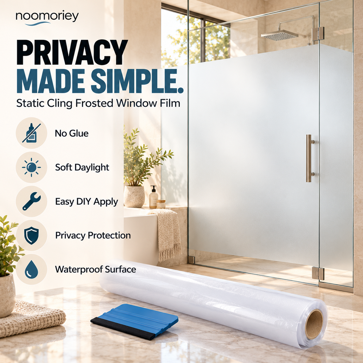 Decorative Window Privacy Film – Frosted Glass Sticker for Home & Bathroom