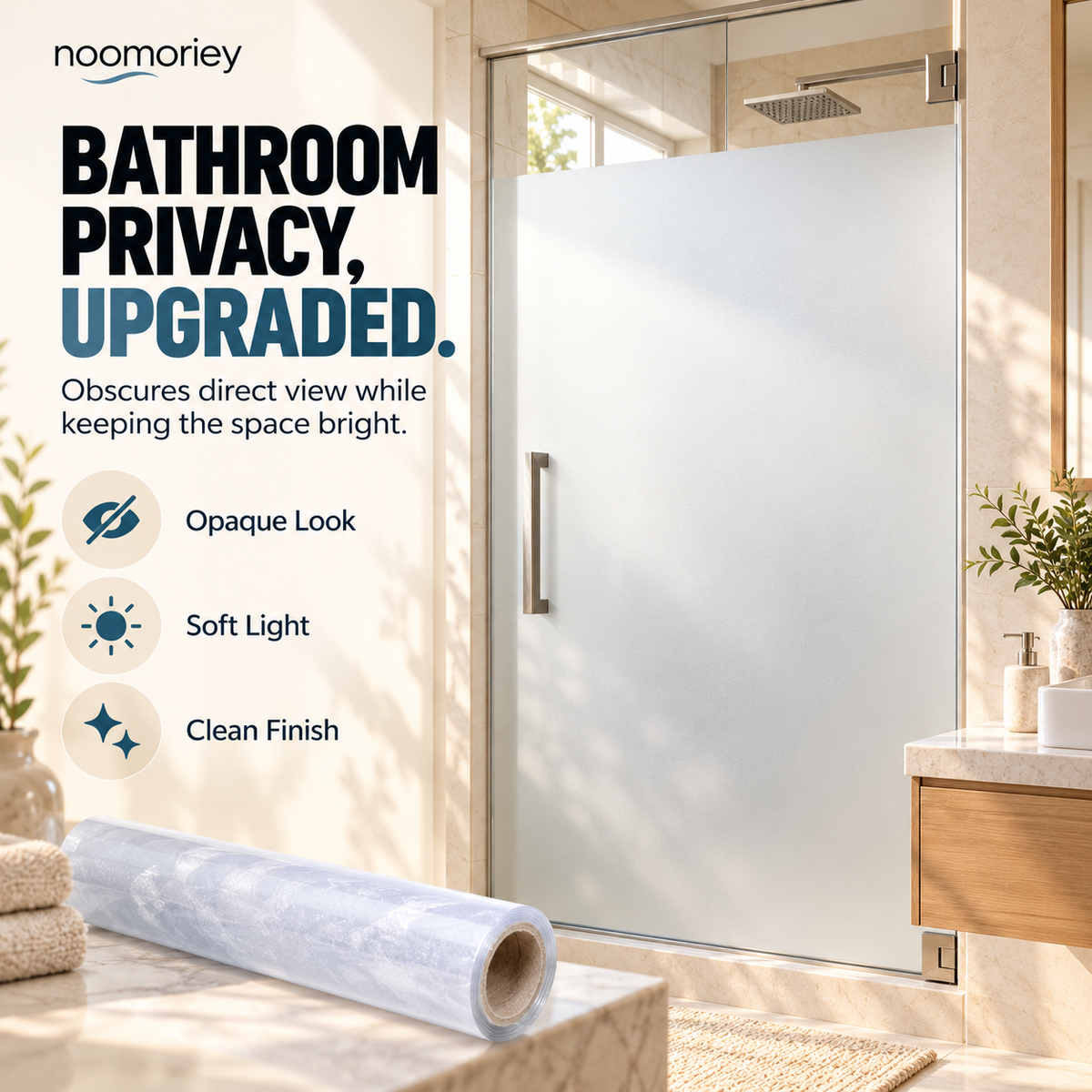 Decorative Window Privacy Film – Frosted Glass Sticker for Home & Bathroom