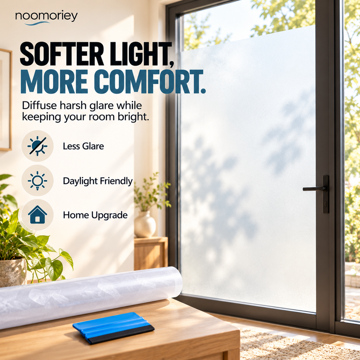 Decorative Window Privacy Film – Frosted Glass Sticker for Home & Bathroom